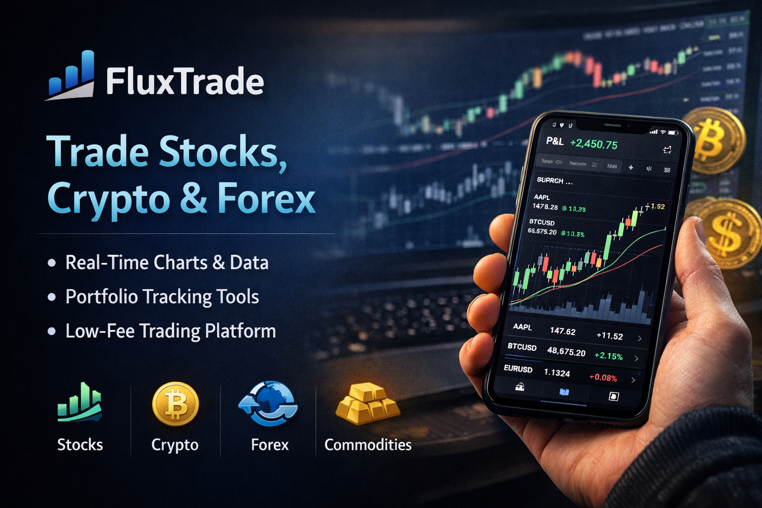 FluxTrade trading platform dashboard preview